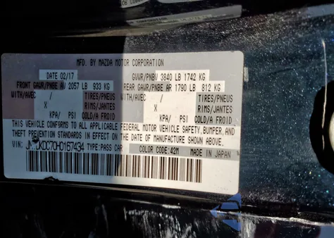 2017 Mazda Cx-3 Touring z USA, uszkodzony, nr VIN JM1DKDC70H0167434